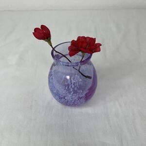 Caithness Purple With Speckled hand Blown Glass Mini Floral Vase Made Scotland
